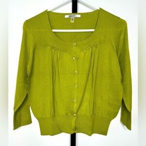 DKNYC Green Women's Button-Up Silk/Cotton Cardigan